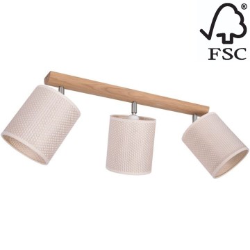 Spotlight BENITA 3xE27/25W/230V creamy/oak – FSC certified