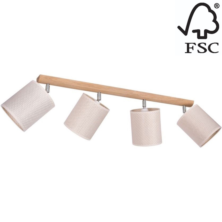 Spotlight BENITA 4xE27/25W/230V creamy/oak – FSC certified