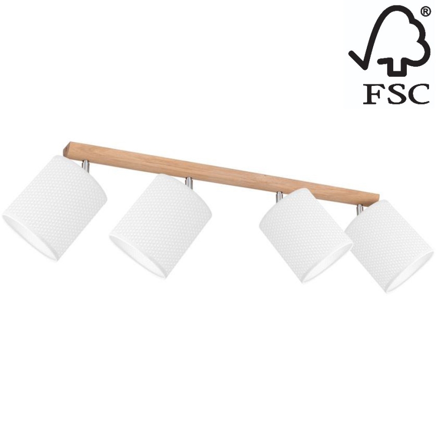 Spotlight BENITA 4xE27/25W/230V white/oak – FSC certified