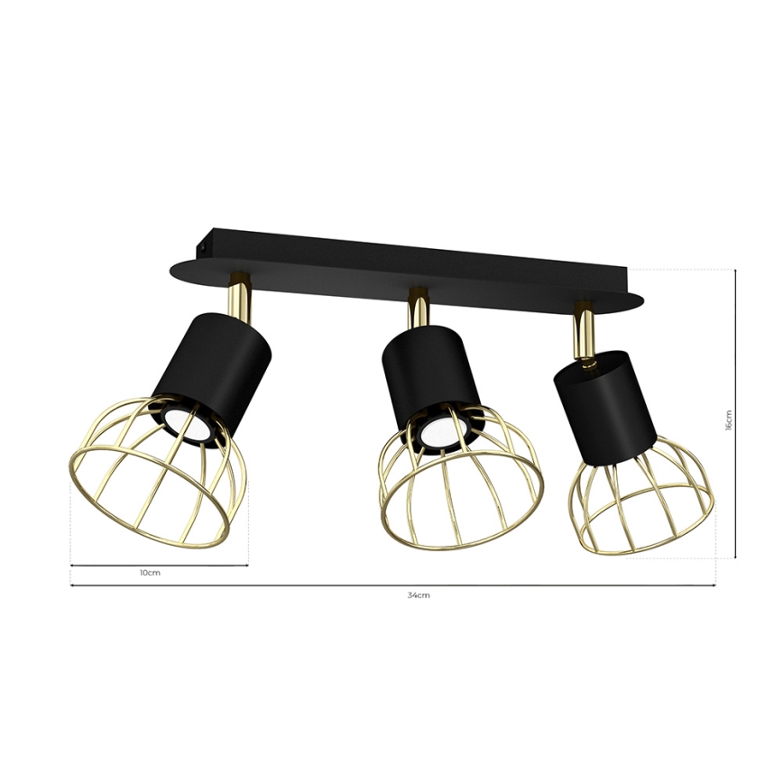 Spotlight DANTE 3xGU10/25W/230V black/gold