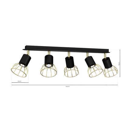 Spotlight DANTE 5xGU10/25W/230V black/gold