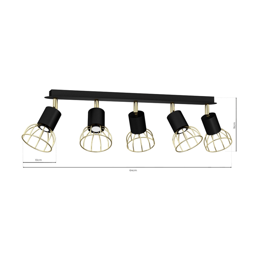 Spotlight DANTE 5xGU10/25W/230V black/gold