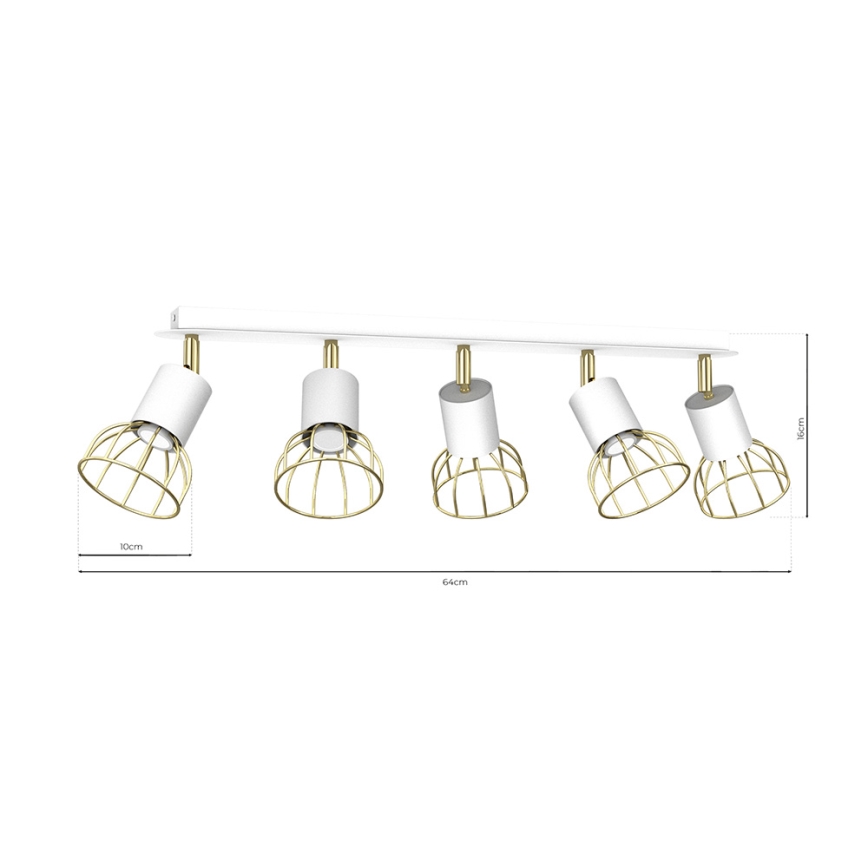 Spotlight DANTE 5xGU10/25W/230V white/gold