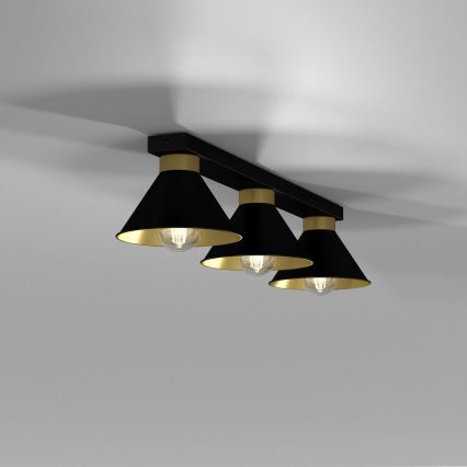 Spotlight DEMET 3xE27/60W/230V black/gold