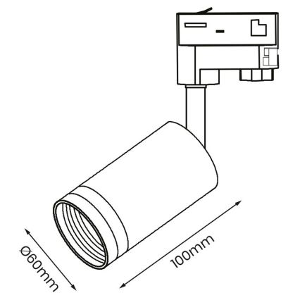 Spotlight for 3-phase rail system PIPE 1xGU10/25W/230V black
