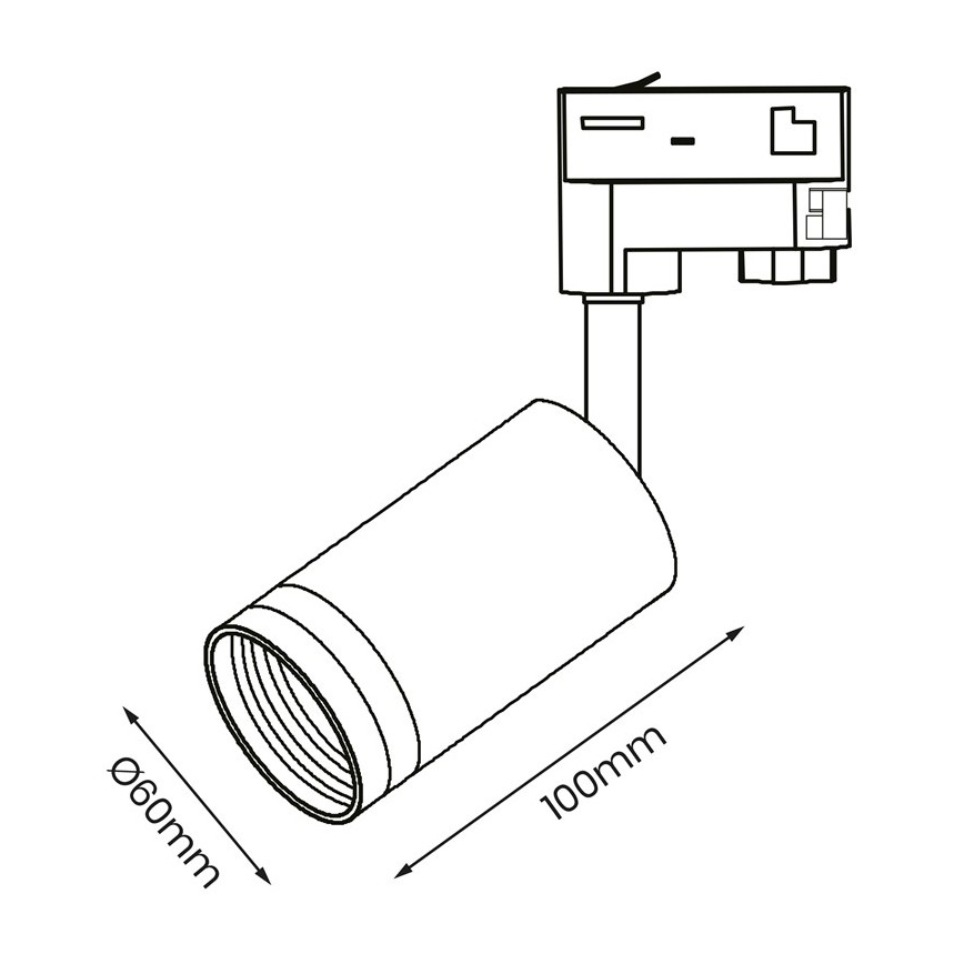 Spotlight for 3-phase rail system PIPE 1xGU10/25W/230V black