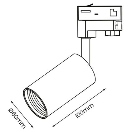 Spotlight for 3-phase rail system PIPE 1xGU10/25W/230V black