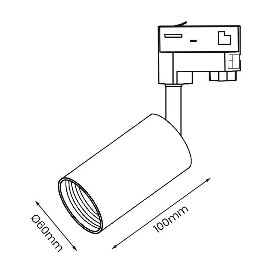 Spotlight for 3-phase rail system PIPE 1xGU10/25W/230V black