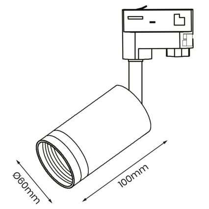 Spotlight for 3-phase rail system PIPE 1xGU10/25W/230V white