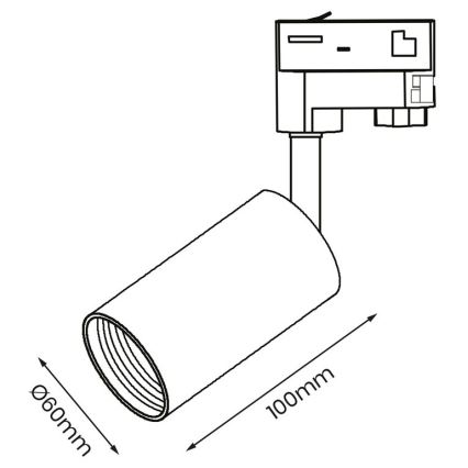 Spotlight for 3-phase rail system PIPE 1xGU10/25W/230V white