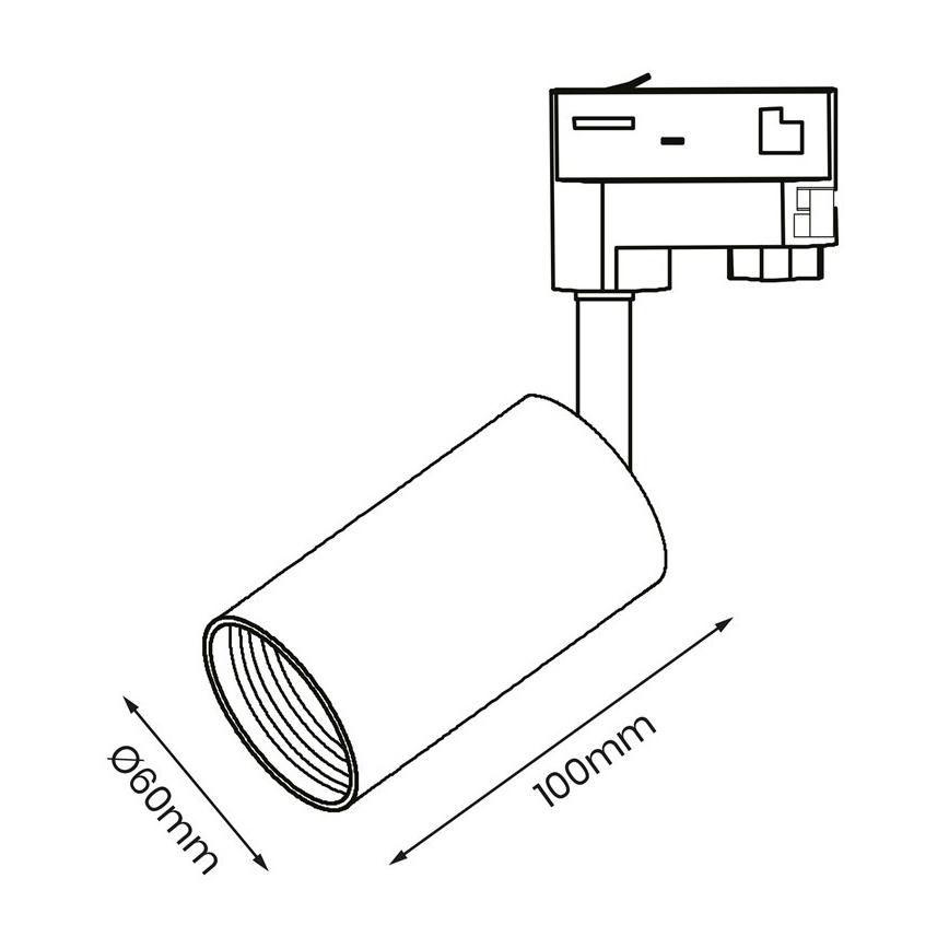 Spotlight for 3-phase rail system PIPE 1xGU10/25W/230V white