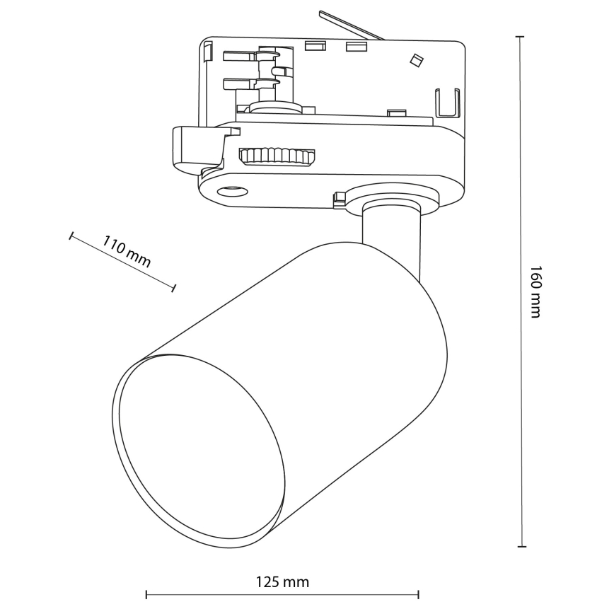 Spotlight for 3-phase rail system TOP 1xGU10/10W/230V black