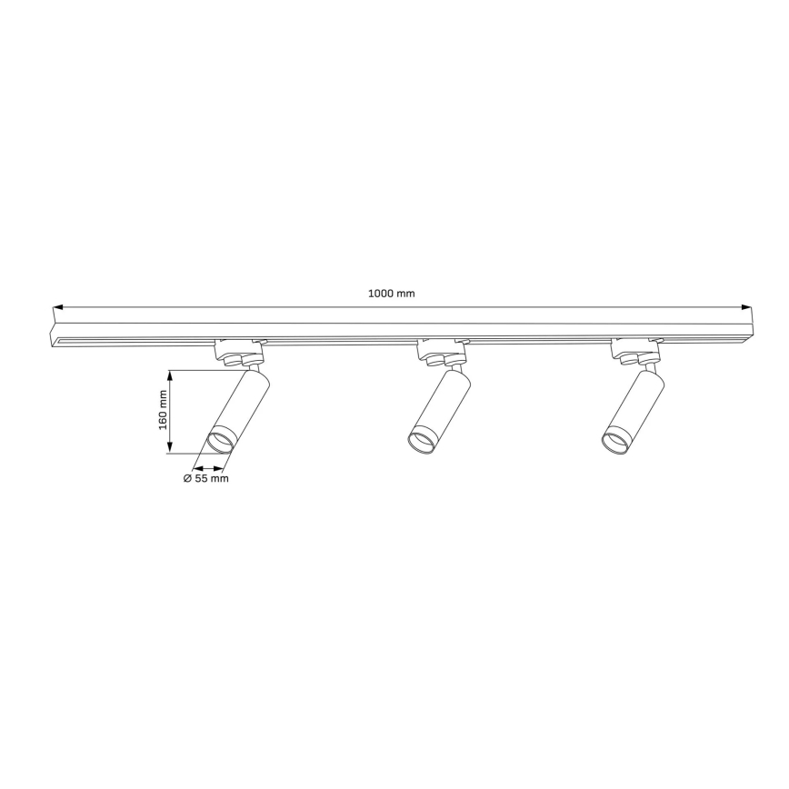 Spotlight for rail system FADO 3xGU10/10W/230V + 1 m rail system white
