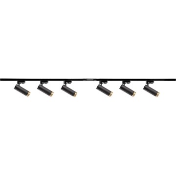 Spotlight for rail system FADO 6xGU10/10W/230V + 2x1 m rail system black
