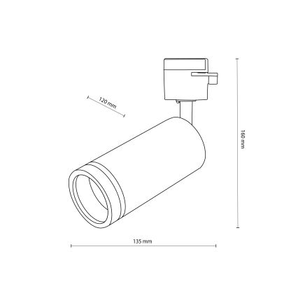 Spotlight for 1-phase rail system JET RING 1xGU10/10W/230V white