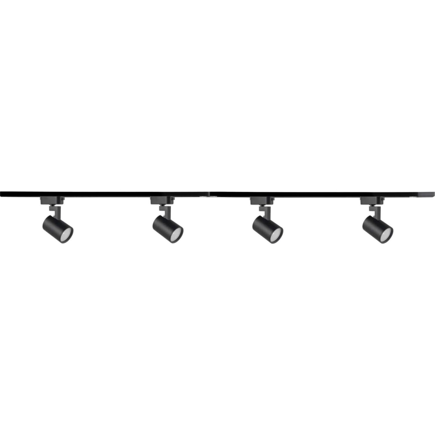 Spotlight for rail system LYNX 4xGU10/10W/230V + 2 x 75 cm rail system black