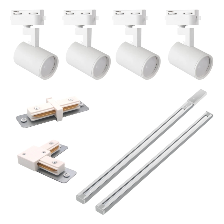 Spotlight for rail system LYNX 4xGU10/10W/230V + 2 x 75 cm rail system white
