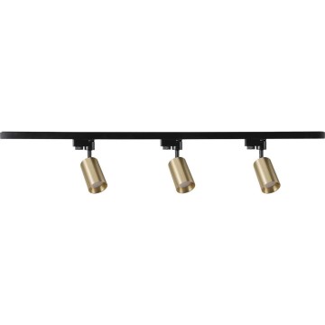 Spotlight for rail system MARIBEL 3xGU10/10W/230V +1 m rail system gold