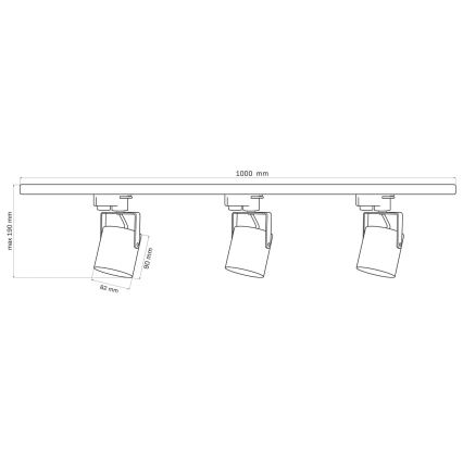 Spotlight for rail system MINOR 3xGU10/10W/230V + 1 m rail system white