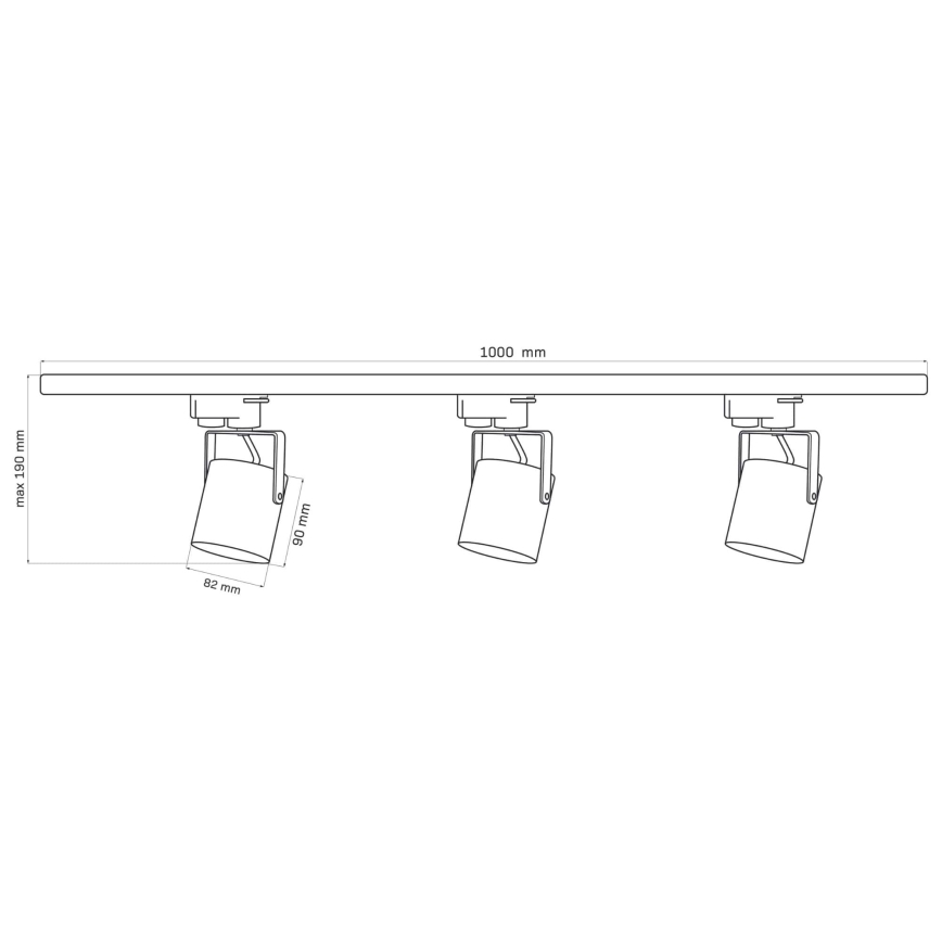 Spotlight for rail system MINOR 3xGU10/10W/230V + 1 m rail system white