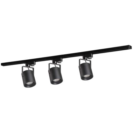 Spotlight for rail system MINOR 3xGU10/10W/230V + 1 m rail system black