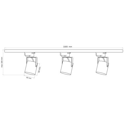 Spotlight for rail system MINOR 3xGU10/10W/230V + 1 m rail system black