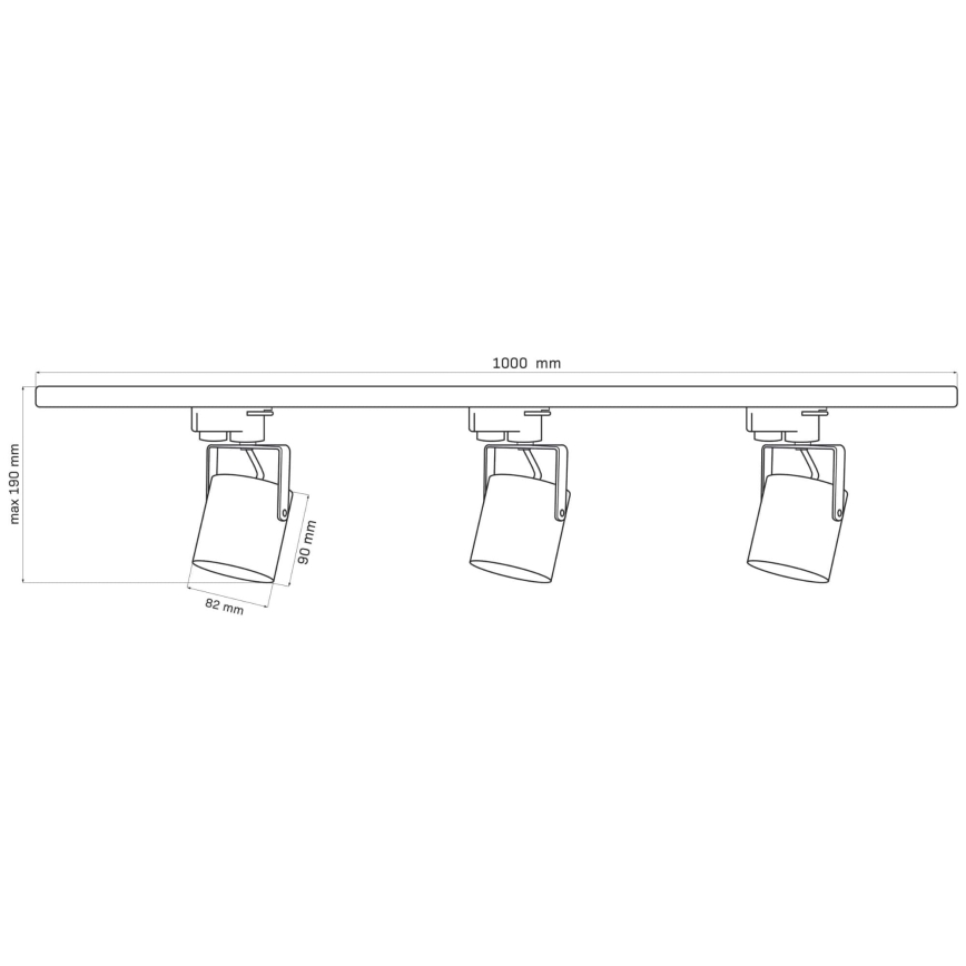 Spotlight for rail system MINOR 3xGU10/10W/230V + 1 m rail system black