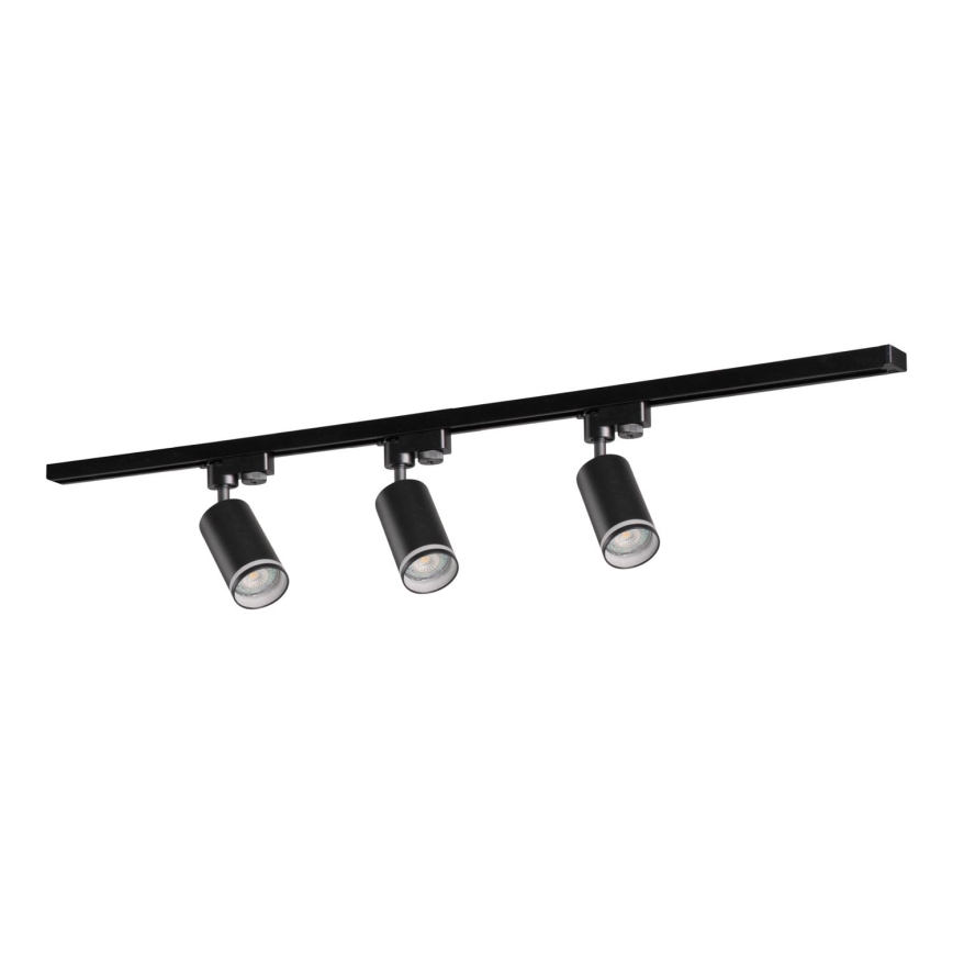 Spotlight for rail system PARIS 3xGU10/10W/230V + 1 m rail system black