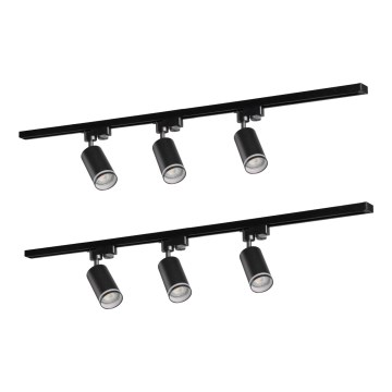 Spotlight for rail system PARIS 6xGU10/10W/230V + 2x1 m rail system black