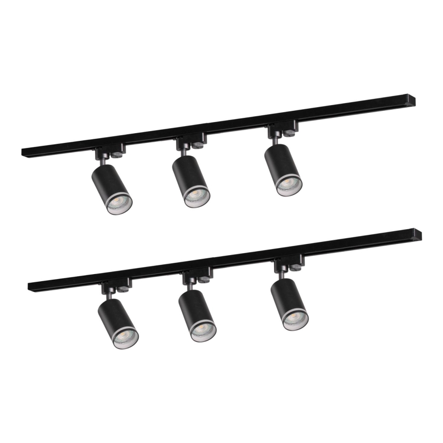 Spotlight for rail system PARIS 6xGU10/10W/230V + 2x1 m rail system black