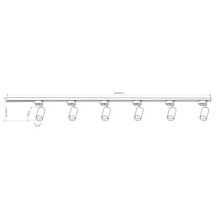 Spotlight for rail system PARIS 6xGU10/10W/230V + 2x1 m rail system white