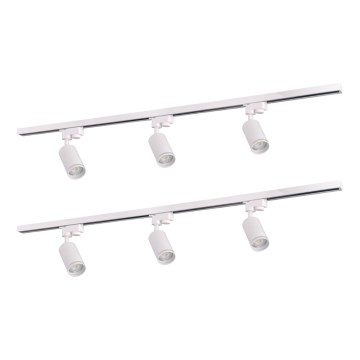Spotlight for rail system PARIS 6xGU10/10W/230V + 2x1 m rail system white