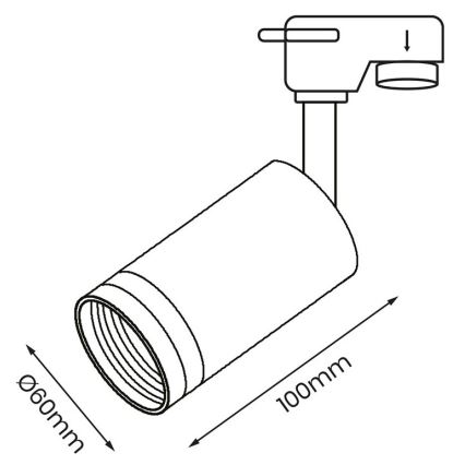 Spotlight for rail system PIPE 1xGU10/25W/230V black