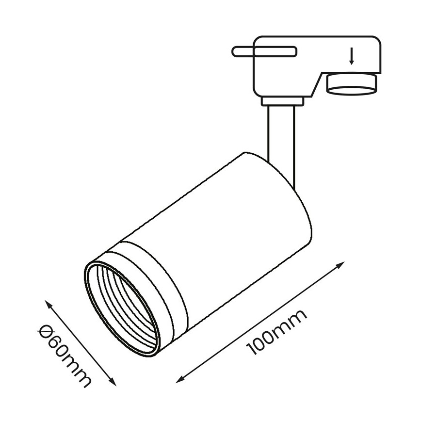 Spotlight for rail system PIPE 1xGU10/25W/230V black