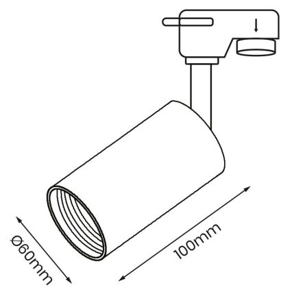 Spotlight for rail system PIPE 1xGU10/25W/230V black