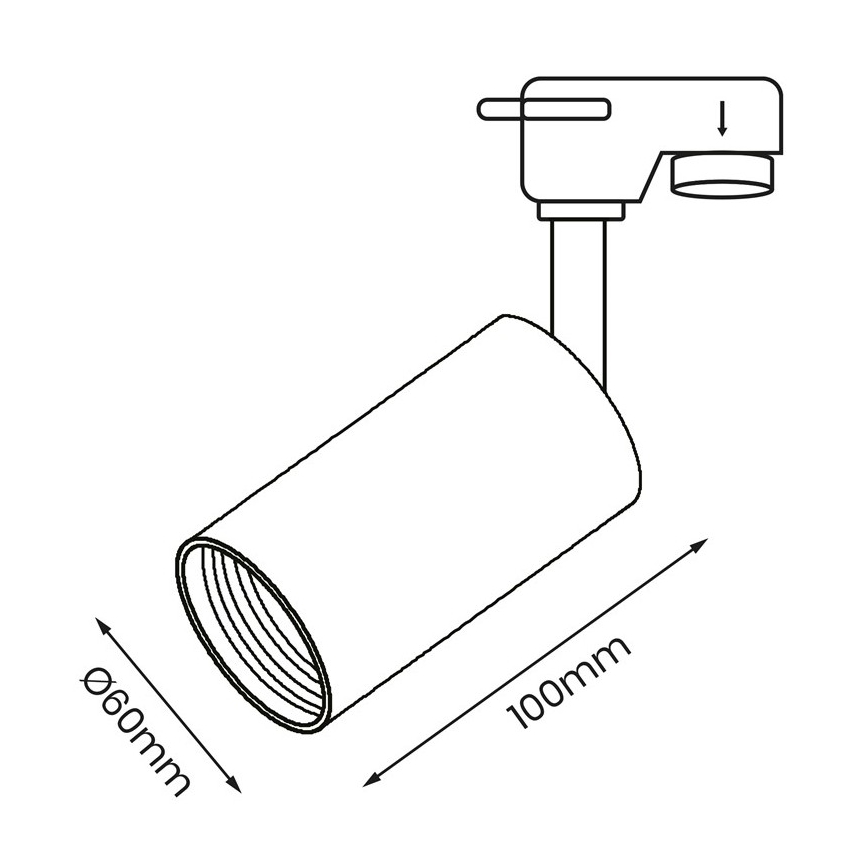 Spotlight for rail system PIPE 1xGU10/25W/230V black