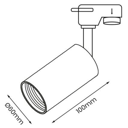 Spotlight for rail system PIPE 1xGU10/25W/230V white