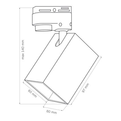 Spotlight for rail system SQUARE 1xGU10/10W/230V black
