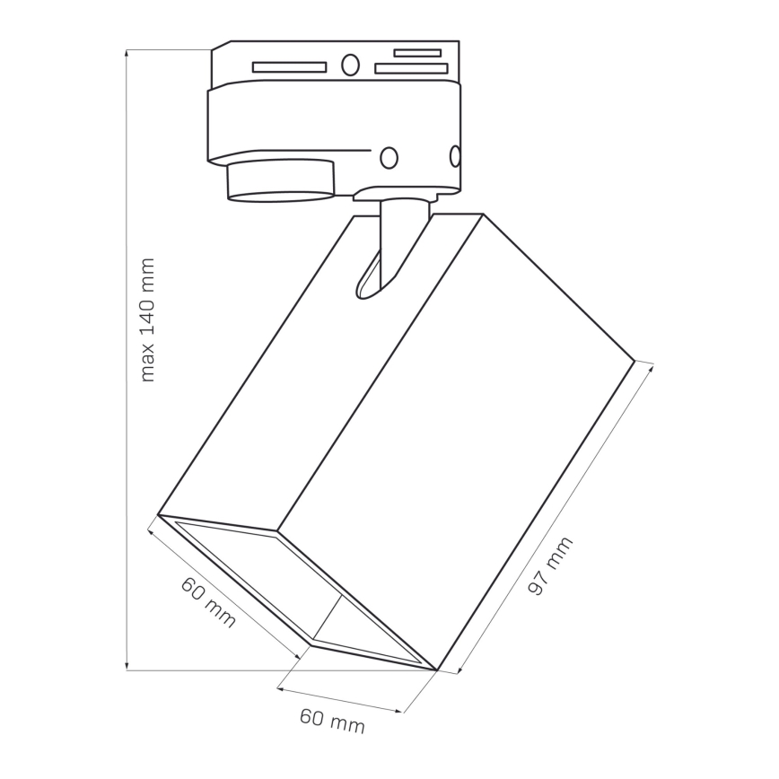 Spotlight for rail system SQUARE 1xGU10/10W/230V black