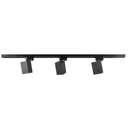 Spotlight for rail system SQUARE 3xGU10/10W/230V + 1 m rail system black