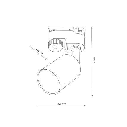Spotlight for 1-phase rail system TOP 1xGU10/10W/230V black