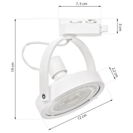 Spotlight for track system LUGAR 1xAR111 - GU10/25W/230V
