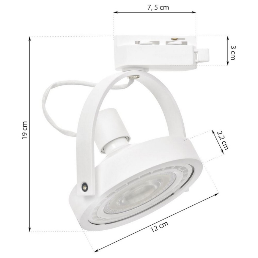 Spotlight for track system LUGAR 1xAR111 - GU10/25W/230V