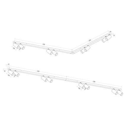 Spotlight HERO SPOT 8xGU10/9W/230V black