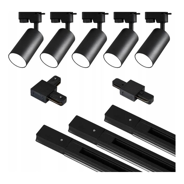 Spotlight in rail system 5xGU10/25W/230V black