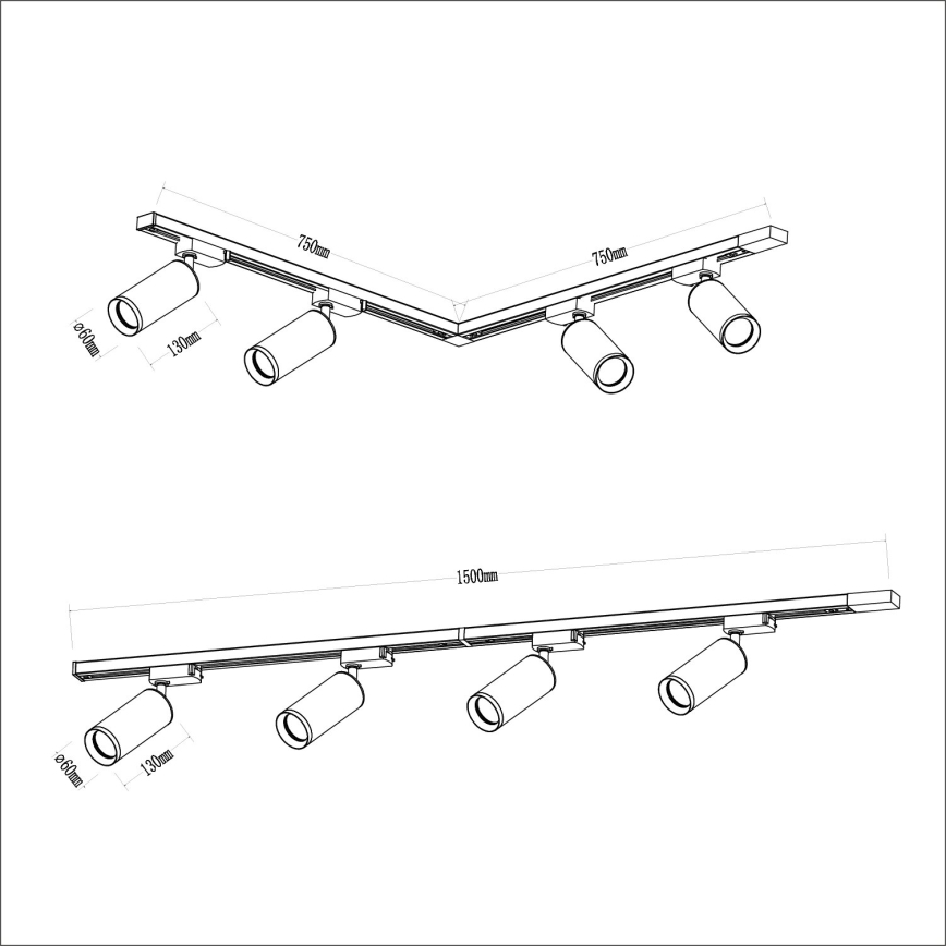 Spotlight in rail system MICA 4xGU10/10W/230V black