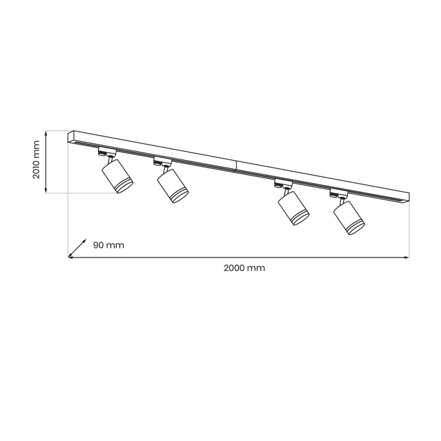 Spotlight in rail system PIPE 4xGU10/10W/230V 2x1m black