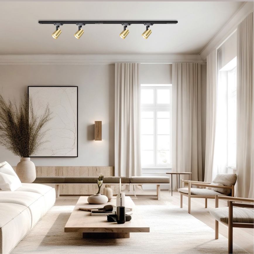 Spotlight in rail system VOLF 4xGU10/10W/230V gold/black