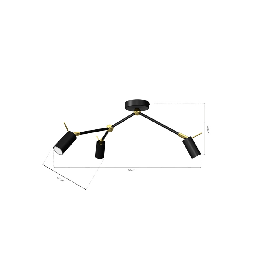 Spotlight IRIS 3xGU10/MR11/40W/230V black/gold