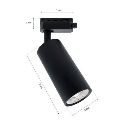 Spotlight MICA for rail system 1xGU10/25W/230V 1-phase black